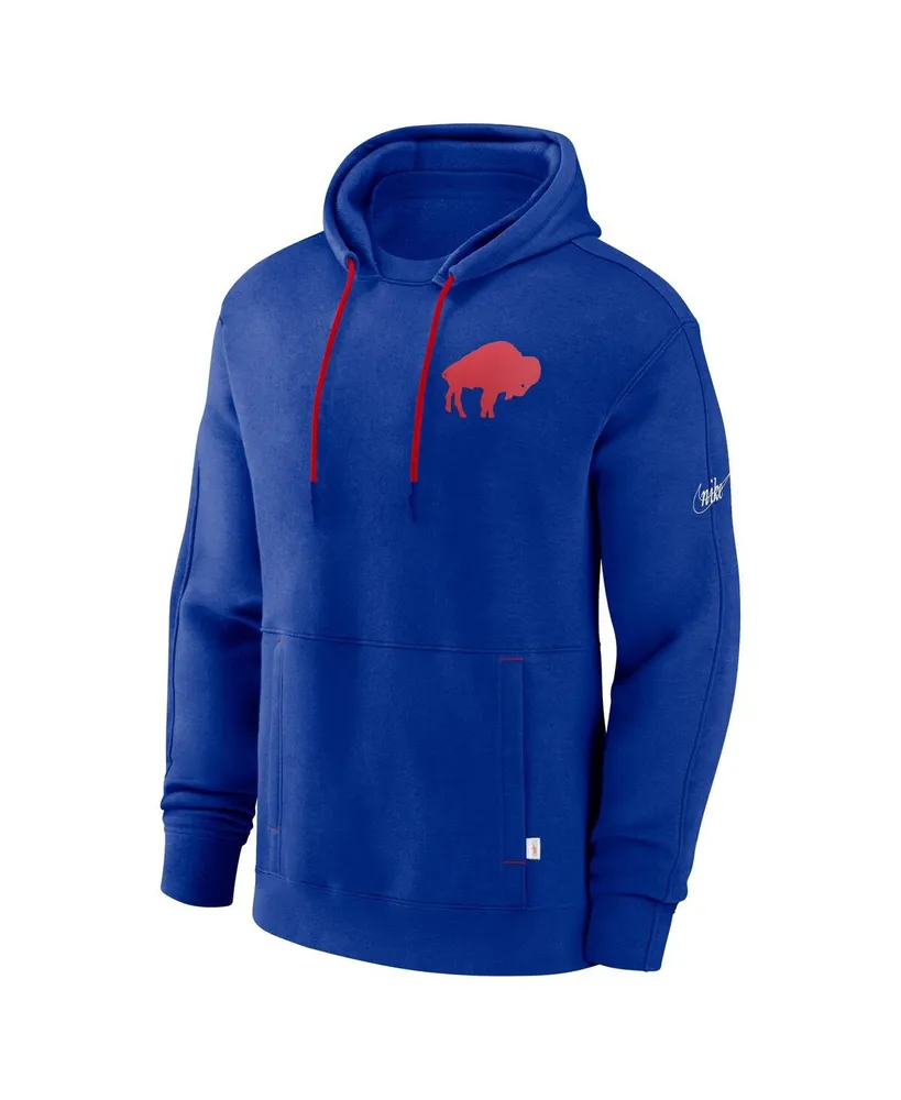 Men's Nike Royal Buffalo Bills Throwback Layered Logo Statement Pullover Hoodie