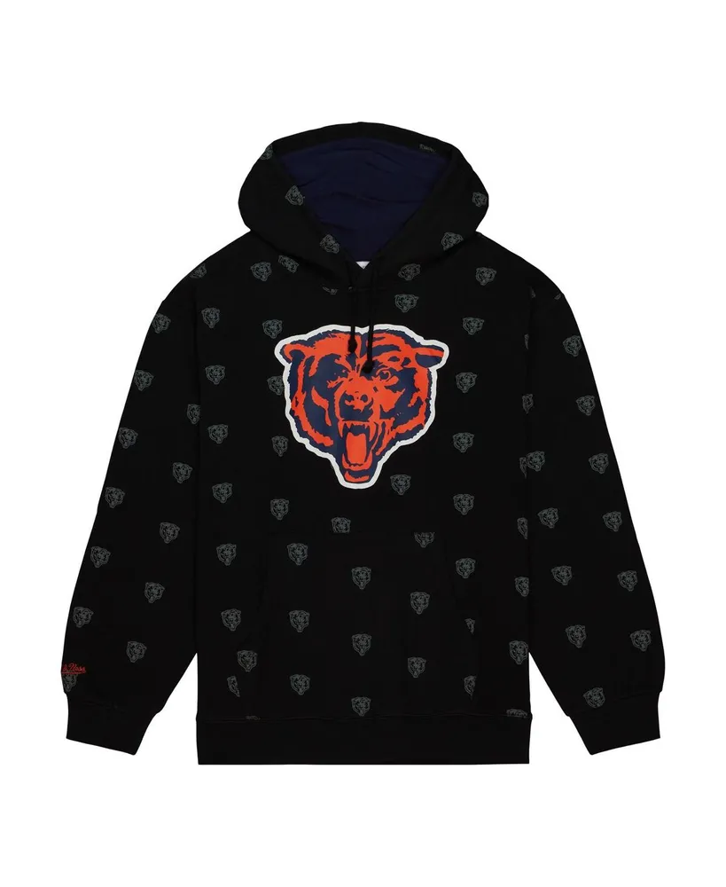 Men's Mitchell & Ness Black Chicago Bears Allover Print Fleece Pullover Hoodie