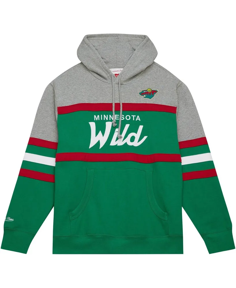 Men's Mitchell & Ness Green, Gray Minnesota Wild Head Coach Pullover Hoodie