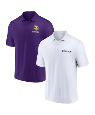 Men's Fanatics White, Purple Minnesota Vikings Lockup Two-Pack Polo Shirt Set