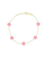 The Lovery Bubblegum Pink Heart Station Bracelet 14K Gold