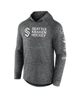 Men's Fanatics Heather Charcoal Seattle Kraken Stacked Long Sleeve Hoodie T-shirt