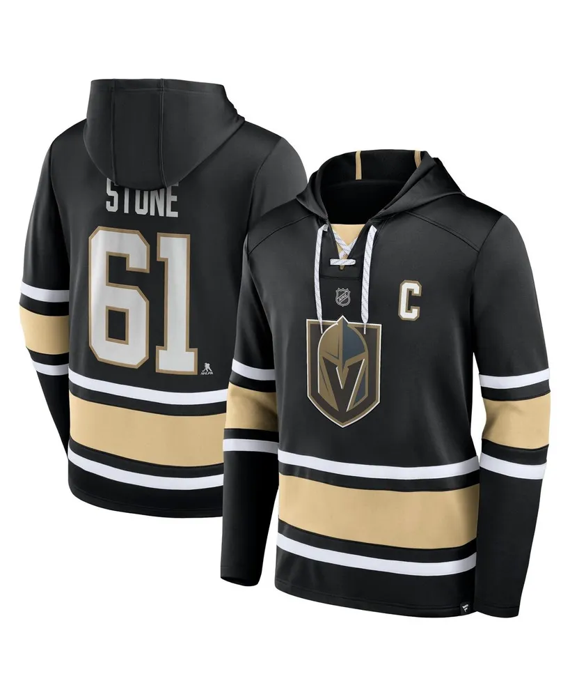 Men's Fanatics Mark Stone Black Vegas Golden Knights Name and Number Lace-Up Pullover Hoodie