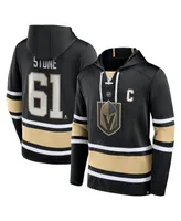 Men's Fanatics Mark Stone Black Vegas Golden Knights Name and Number Lace-Up Pullover Hoodie