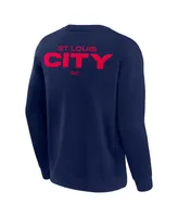Men's and Women's Fanatics Signature Navy St. Louis City Sc Super Soft Fleece Crew Pullover Sweatshirt