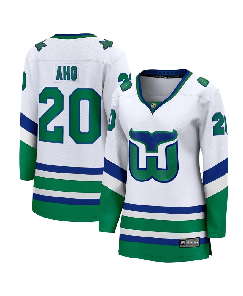 Women's Fanatics Sebastian Aho White Carolina Hurricanes Whalers Premier Breakaway Jersey