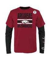 Big Boys Cardinal, Black Arkansas Razorbacks Fan Wave T-shirt Combo Pack