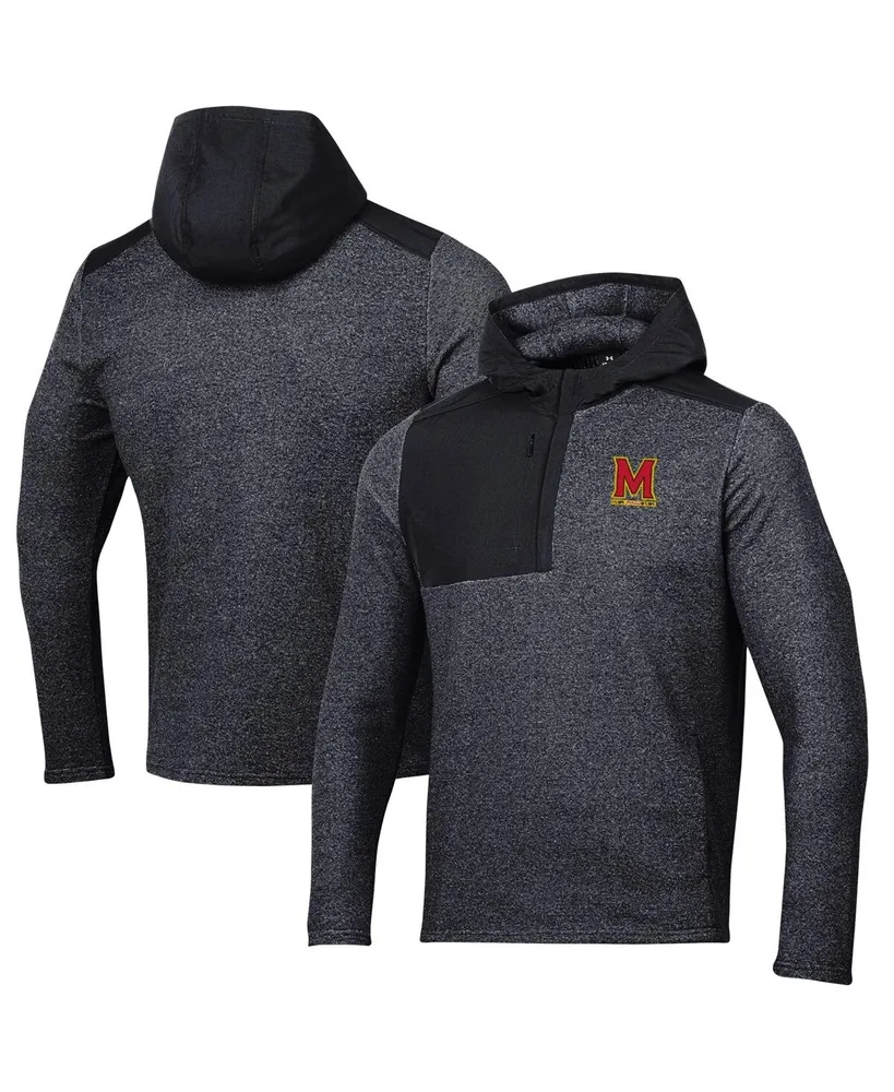 Men's Under Armour Black Maryland Terrapins Survivor Fleece Hoodie Quarter-Zip Jacket