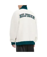 Men's Tommy Hilfiger Cream Philadelphia Eagles Jordan Sherpa Quarter-Zip Sweatshirt