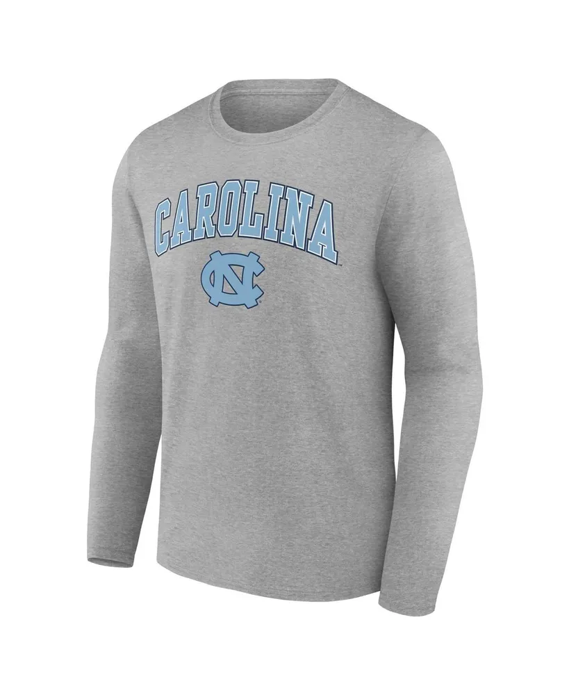 Men's Fanatics Heather Gray North Carolina Tar Heels Campus Long Sleeve T-shirt