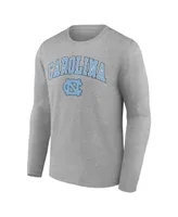 Men's Fanatics Heather Gray North Carolina Tar Heels Campus Long Sleeve T-shirt