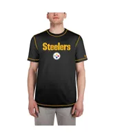 Men's New Era Black Pittsburgh Steelers Third Down Puff Print T-shirt