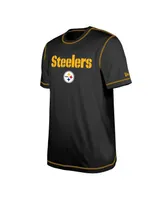 Men's New Era Black Pittsburgh Steelers Third Down Puff Print T-shirt