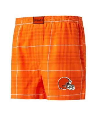 Men's Concepts Sport Orange, White Cleveland Browns Concord Flannel Boxers