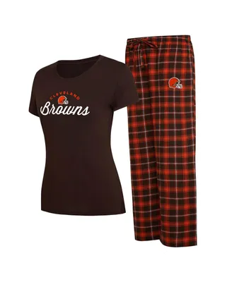 Women's Concepts Sport Brown, Orange Cleveland Browns Arctic T-shirt and Flannel Pants Sleep Set