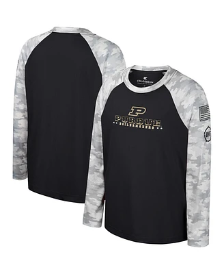 Big Boys Colosseum Black, Camo Purdue Boilermakers Oht Military-Inspired Appreciation Dark Star Raglan Long Sleeve T-shirt
