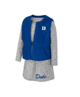 Girls Toddler Colosseum Royal Duke Blue Devils Meowing Vest and Dress Set