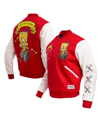 Men's Freeze Max Red Looney Tunes Franken Tweety Varsity Full-Snap Jacket