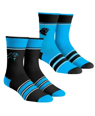 Men's and Women's Rock 'Em Socks Carolina Panthers Multi-Stripe 2-Pack Team Crew Sock Set