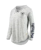 Women's Pressbox Gray Notre Dame Fighting Irish Space Dye Lace-Up V-Neck Long Sleeve T-shirt