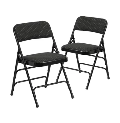 Emma+Oliver 2 Pack Home & Office Party Events Fabric Padded Metal Folding Chair