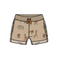 Boy French Terry Short Beige Printed Jungle Animal