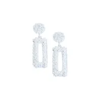 Sohi Women's White Textured Geometric Drop Earrings