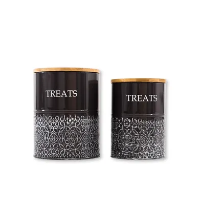 Country Living Pet Treat Storage Jars - Charcoal 2 (Pair)