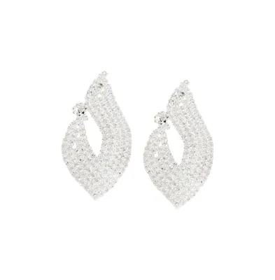 Sohi Women's Silver Bling Rhombus Drop Earrings