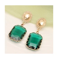 Sohi Women's Green Stone Drop Earrings