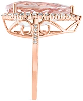 Effy Morganite (6-5/8 ct. t.w.) & Diamond (1/2 ct. t.w.) Pear Halo Ring in 14k Rose Gold