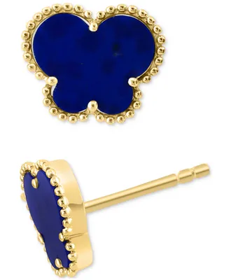 Effy Lapis Lazuli Butterfly Silhouette Stud Earrings in 14k Gold