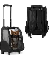 Kopeks Backpack Pet Travel Carrier with Double Wheels