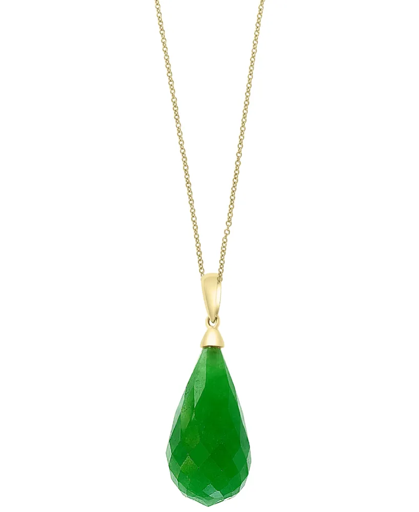 Effy Dyed Jade Fancy-Cut Briolette 18" Pendant Necklace in 14k Gold