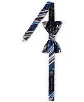 Tommy Hilfiger Men's Stripe Bow Tie & Solid Pocket Square Set