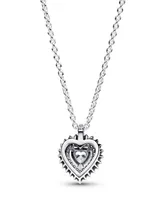 Pandora Sterling Silver with Clear Cubic Zirconia Heart Collier Necklace