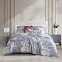 Bebejan Smoky Blue Garden 100 Cotton 5 Piece Reversible Comforter Set