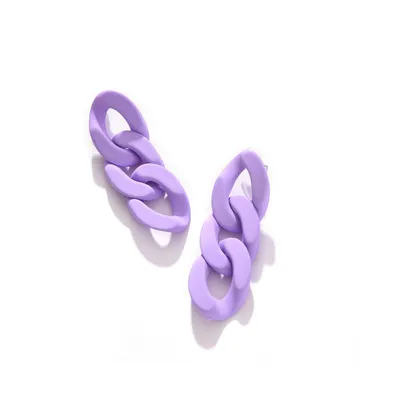 Sohi Women's Purple Chain-link Drop Earrings