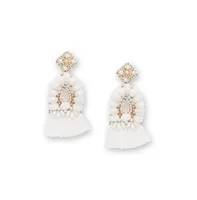 Sohi Women's White Tassel Drop Earrings