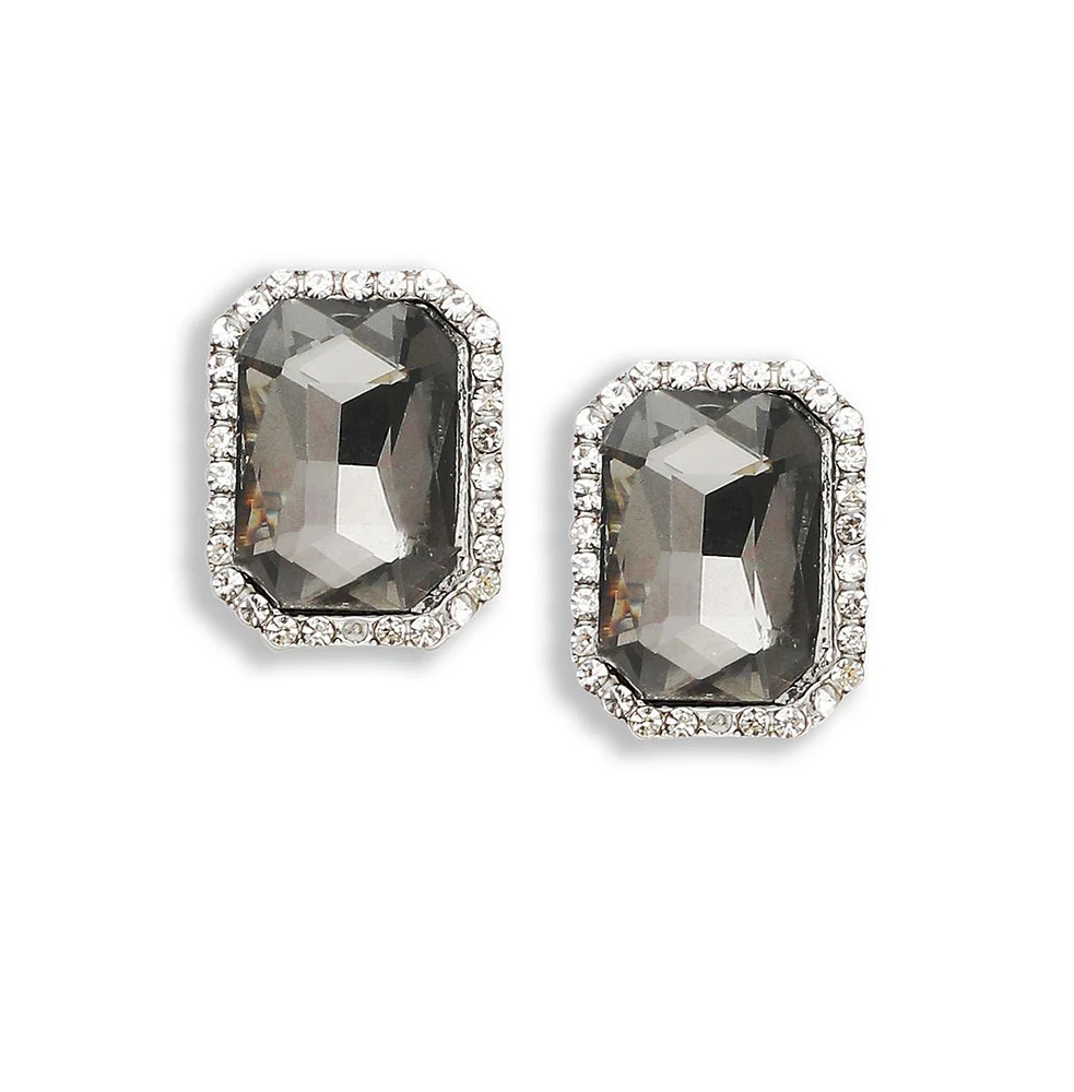 Sohi Women's Black Stone Stud Earrings