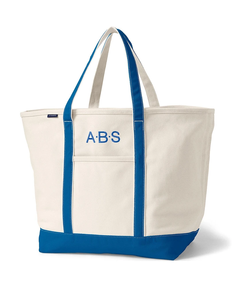 Lands' End Extra Large Natural 5 Pocket Open Top Canvas Tote Bag