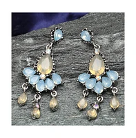 Sohi Women's Blue Teardrop Stone Drop Earrings