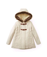 Hope & Henry Girls' Lightweight Hooded Wool Jacket with Trim, Kids