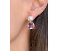 Pearl and Pink Crystal Drop Earring