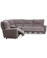 Closeout! Deklyn 116" 5-Pc. Zero Gravity Fabric Sectional with 3 Power Recliners & 1 Console, Created for Macy's
