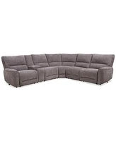 Closeout! Deklyn 129" 6-Pc. Zero Gravity Fabric Sectional with 3 Power Recliners & 1 Console, Created for Macy's