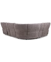 Closeout! Deklyn 129" 6-Pc. Zero Gravity Fabric Sectional with 3 Power Recliners & 2 Consoles, Created for Macy's