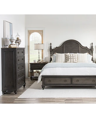 Mandeville 3pc Bedroom Set (Louvered Queen Storage Bed + Drawer Chest 1-Drawer Nightstand)