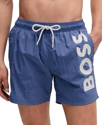 Boss by Hugo Men's Quick-Dry Large Logo Print Swim Shorts