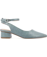 Journee Collection Women's Keefa Ankle Strap Slingback Heels